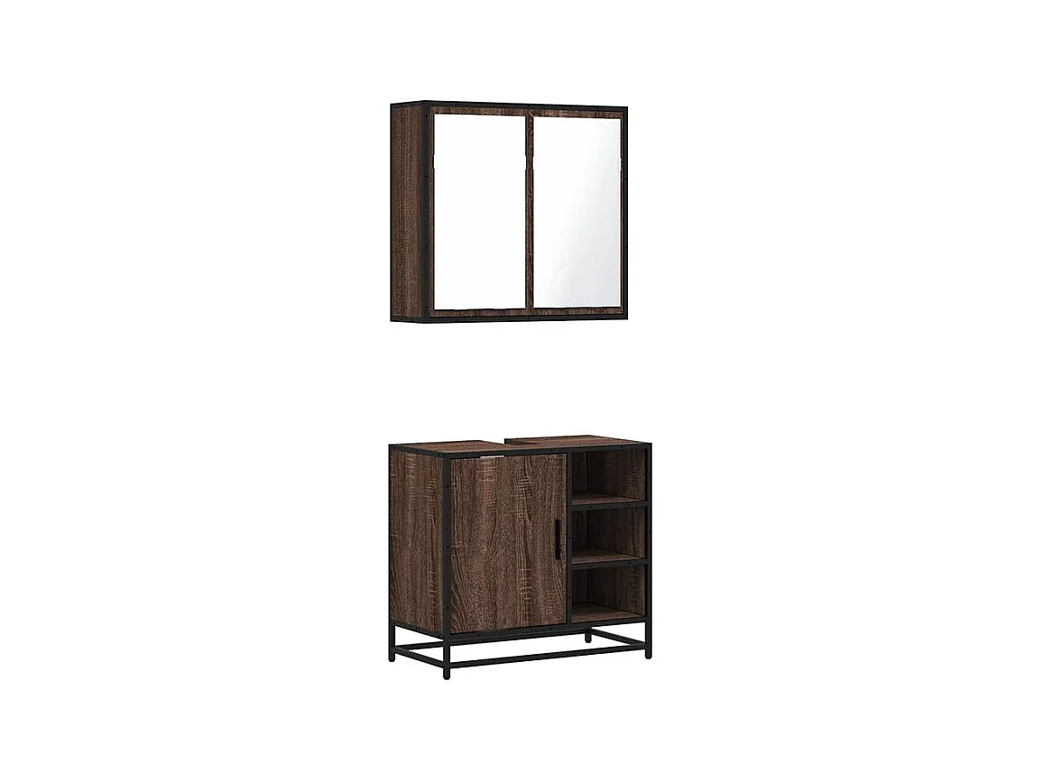 Ensemble de meubles de salle de bain 2 pcs Chêne marron