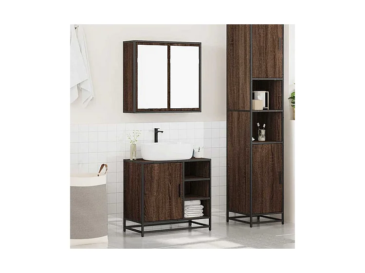 Ensemble de meubles de salle de bain 2 pcs Chêne marron