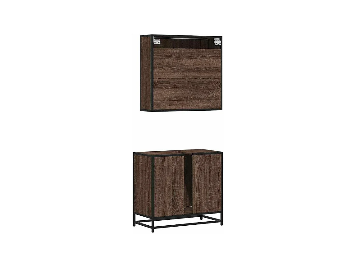Ensemble de meubles de salle de bain 2 pcs Chêne marron