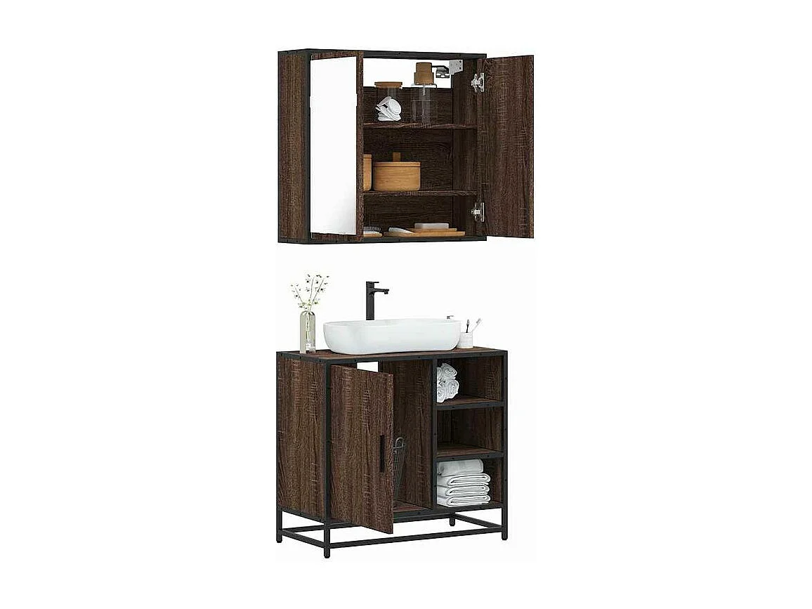 Ensemble de meubles de salle de bain 2 pcs Chêne marron