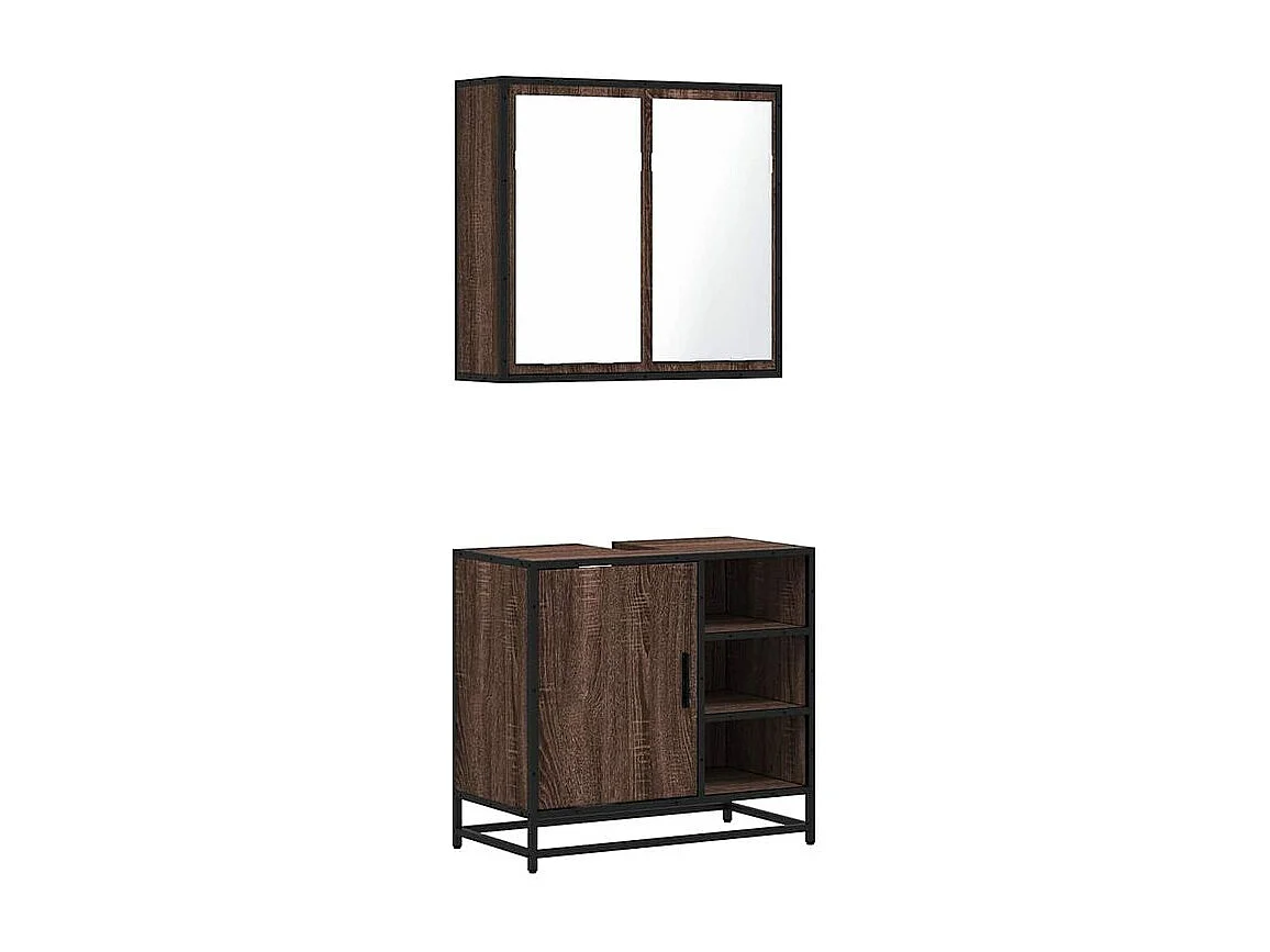 Ensemble de meubles de salle de bain 2 pcs Chêne marron
