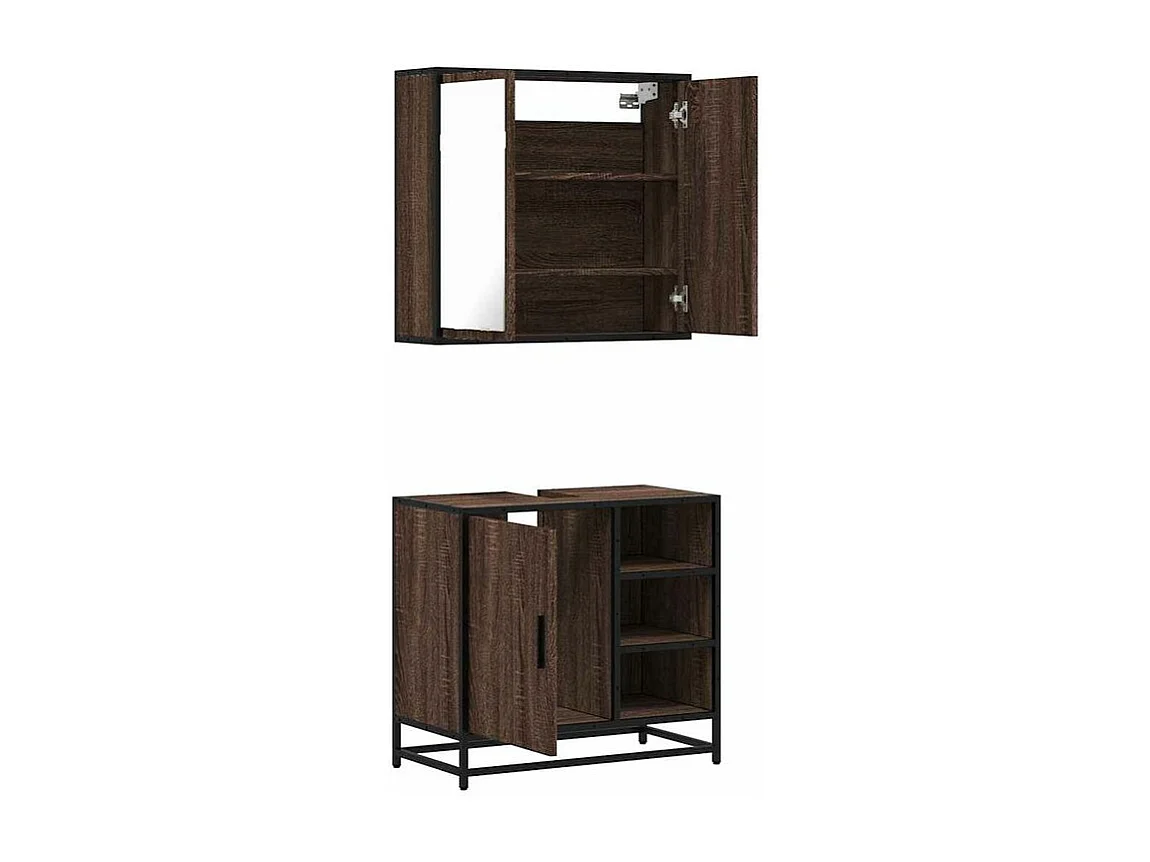 Ensemble de meubles de salle de bain 2 pcs Chêne marron