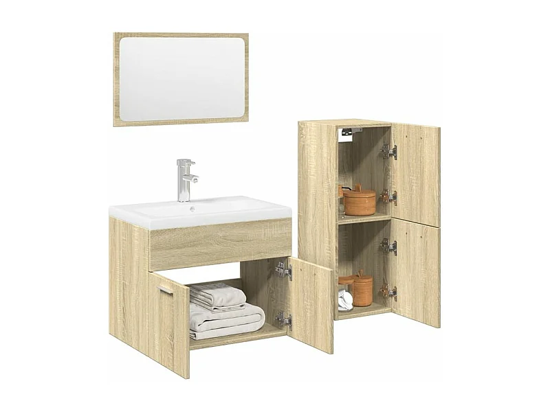 Ensemble de meubles de salle de bain 3 pcs chêne sonoma