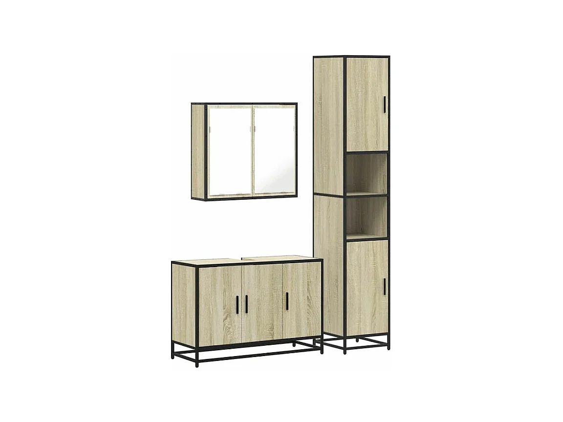 Ensemble de meubles de salle de bain 3 pcs chêne sonoma