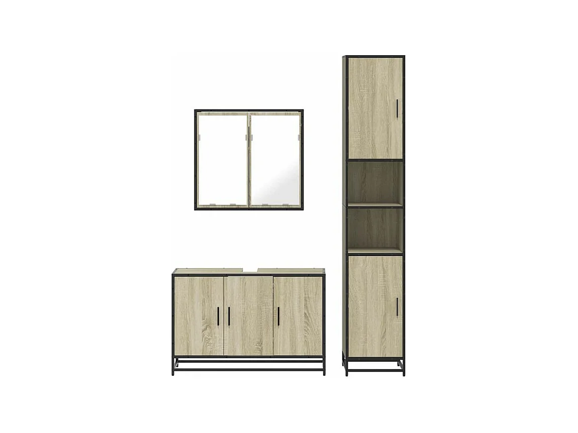 Ensemble de meubles de salle de bain 3 pcs chêne sonoma