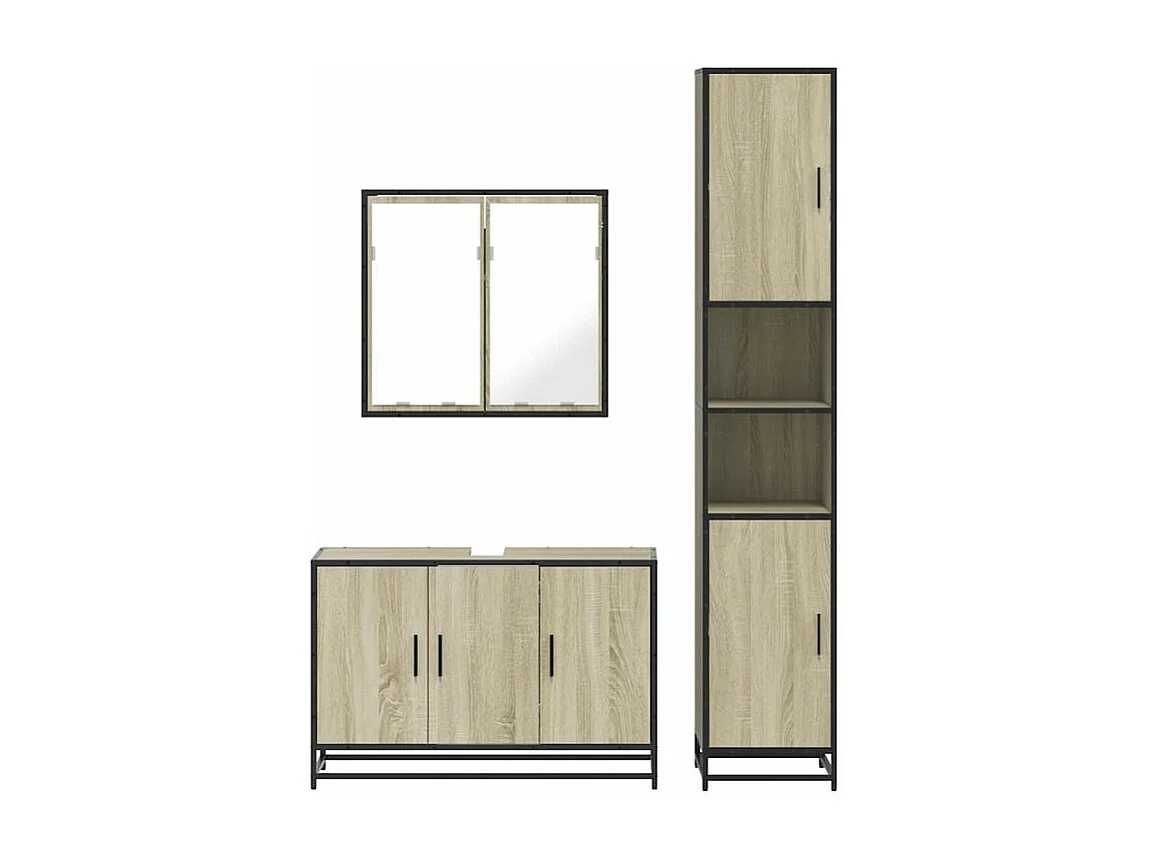 Ensemble de meubles de salle de bain 3 pcs chêne sonoma