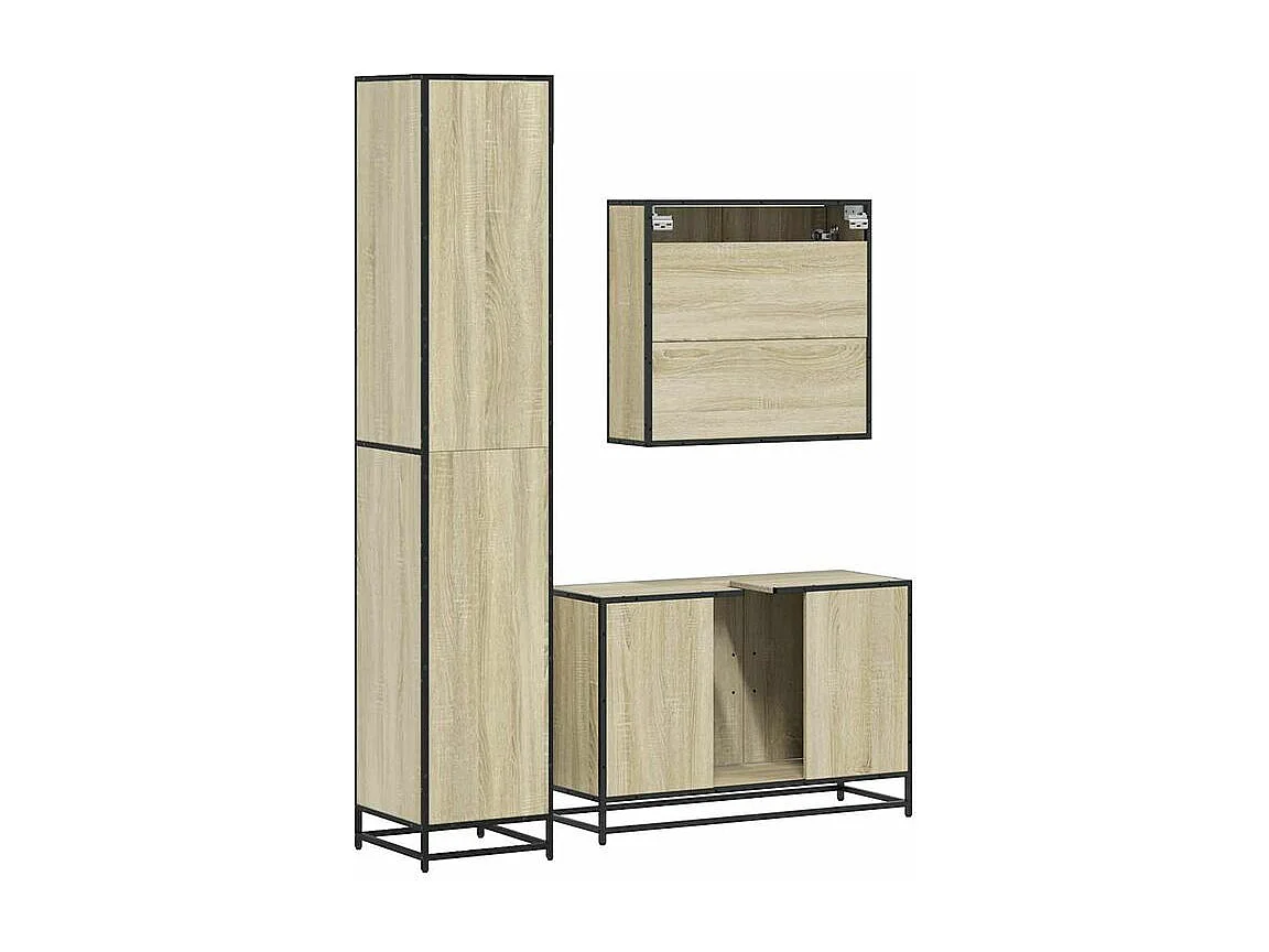 Ensemble de meubles de salle de bain 3 pcs chêne sonoma