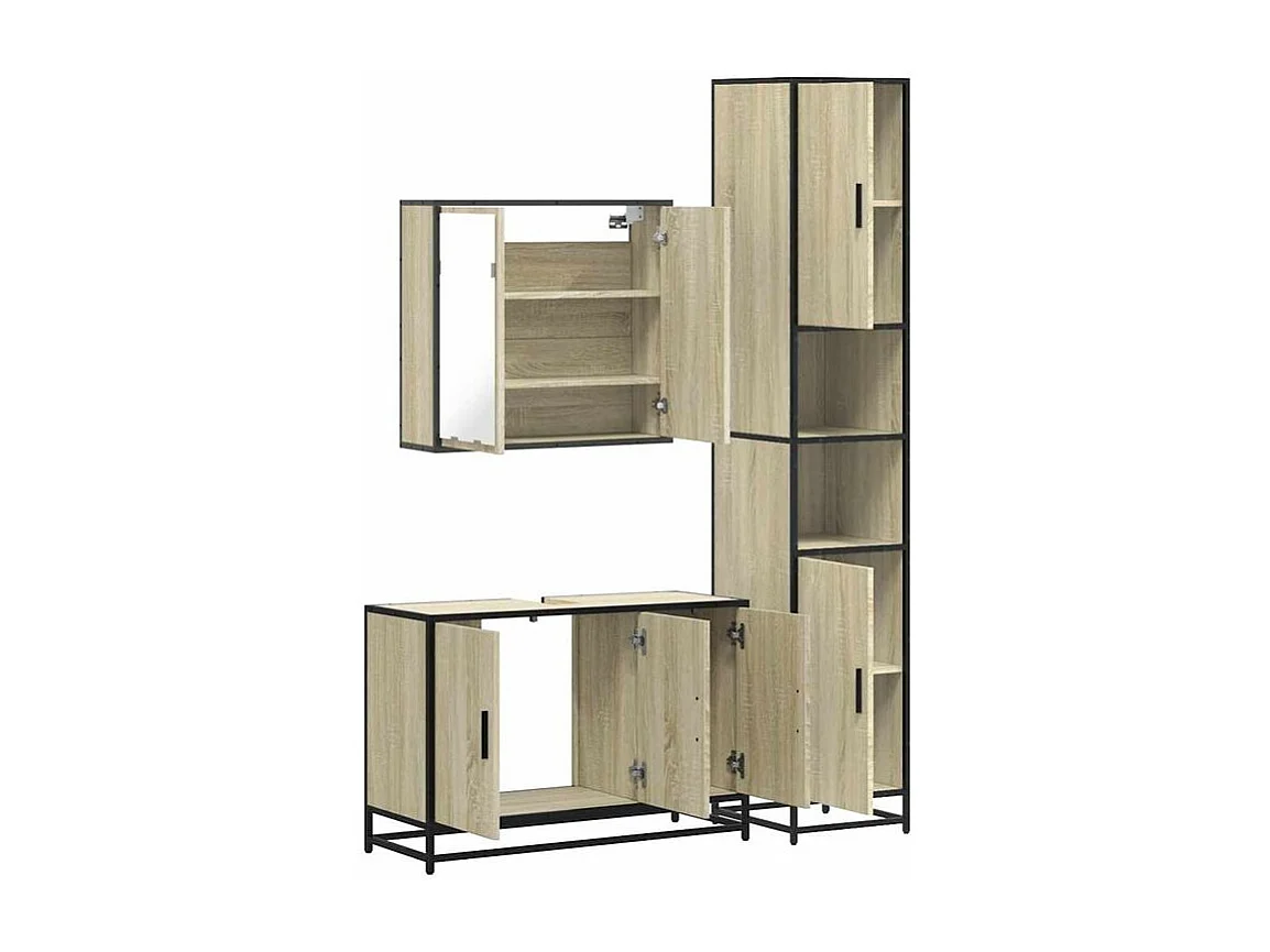 Ensemble de meubles de salle de bain 3 pcs chêne sonoma