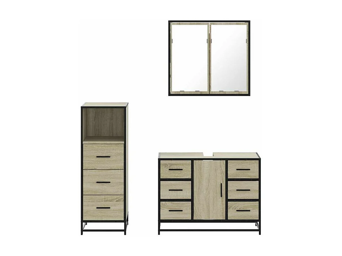 Ensemble de meubles de salle de bain 3 pcs chêne sonoma