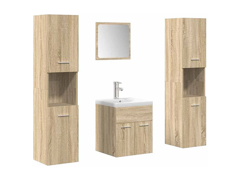 Ensemble de meubles de salle de bain 5 pcs chêne sonoma