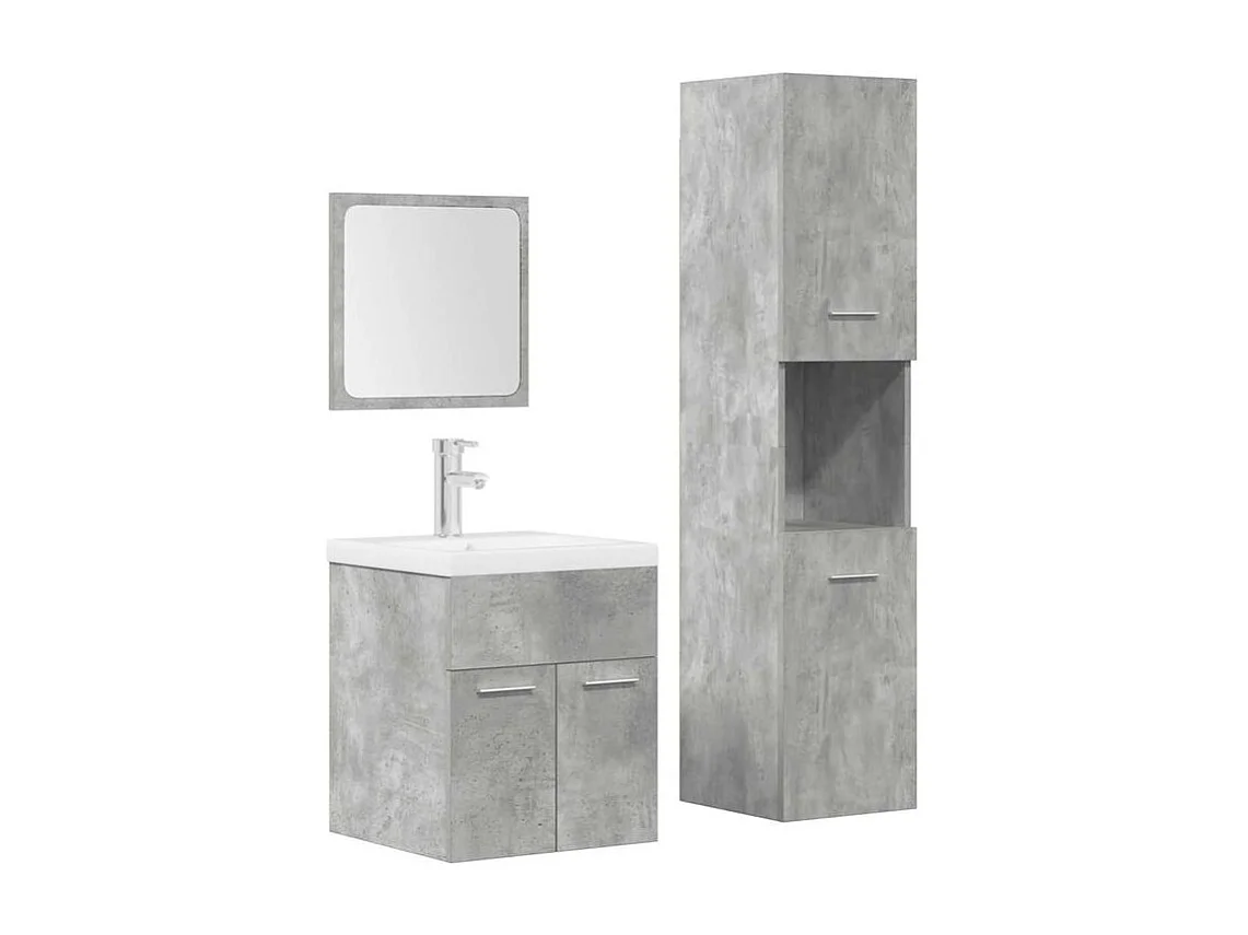 Ensemble de meubles de salle de bain 4 pcs gris béton