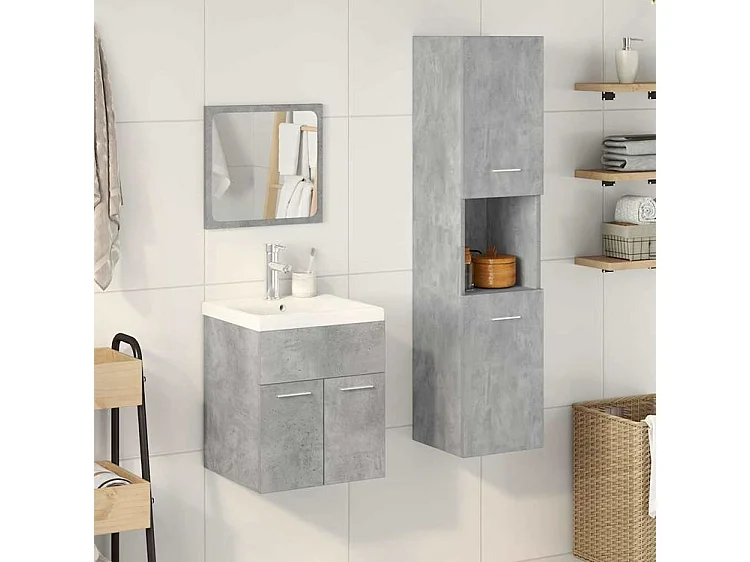 Ensemble de meubles de salle de bain 4 pcs gris béton