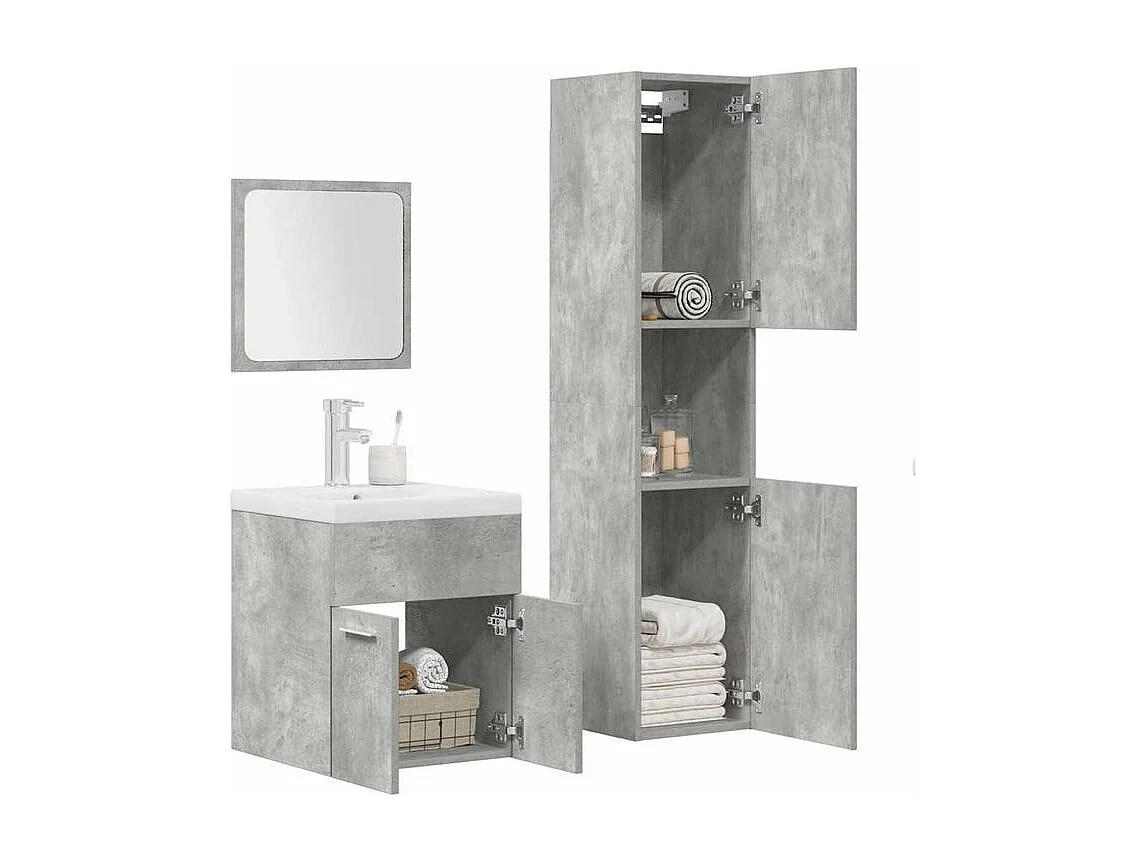 Ensemble de meubles de salle de bain 4 pcs gris béton