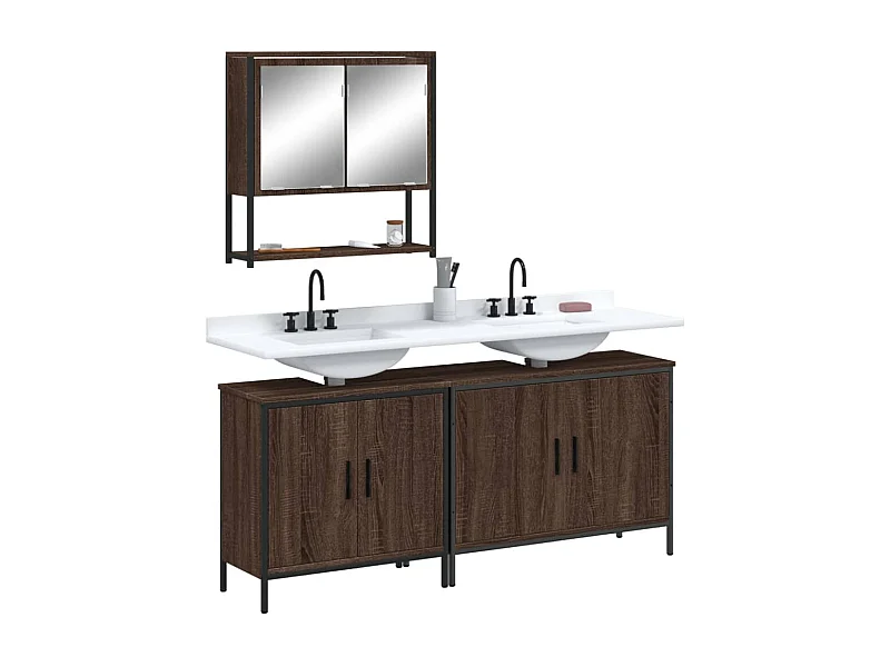 Ensemble de meubles de salle de bain 3 pcs Chêne marron