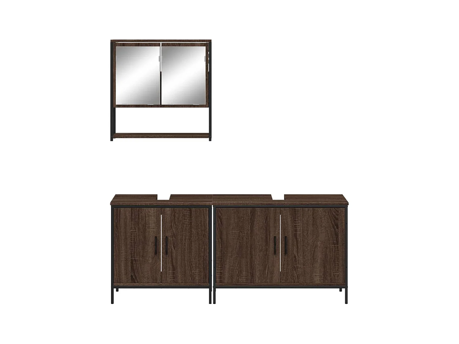 Ensemble de meubles de salle de bain 3 pcs Chêne marron