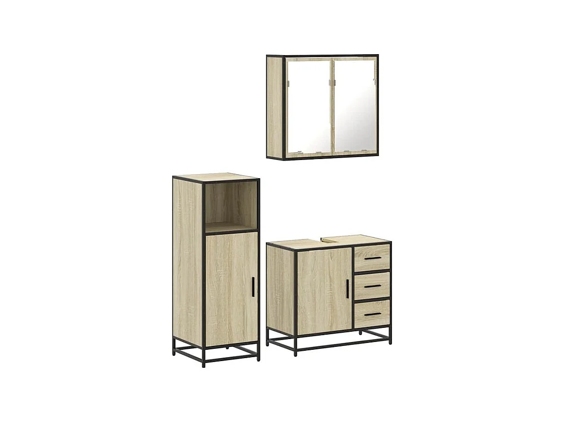 Ensemble de meubles de salle de bain 3 pcs chêne sonoma