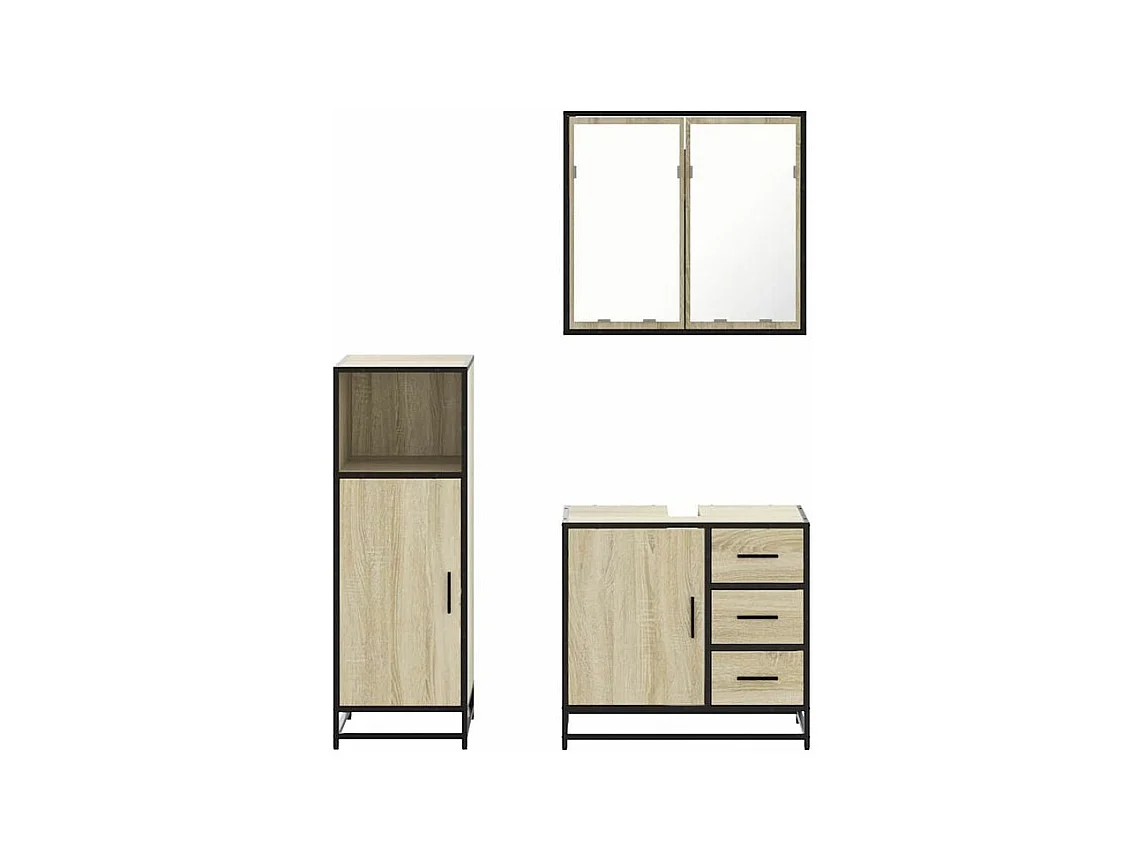 Ensemble de meubles de salle de bain 3 pcs chêne sonoma
