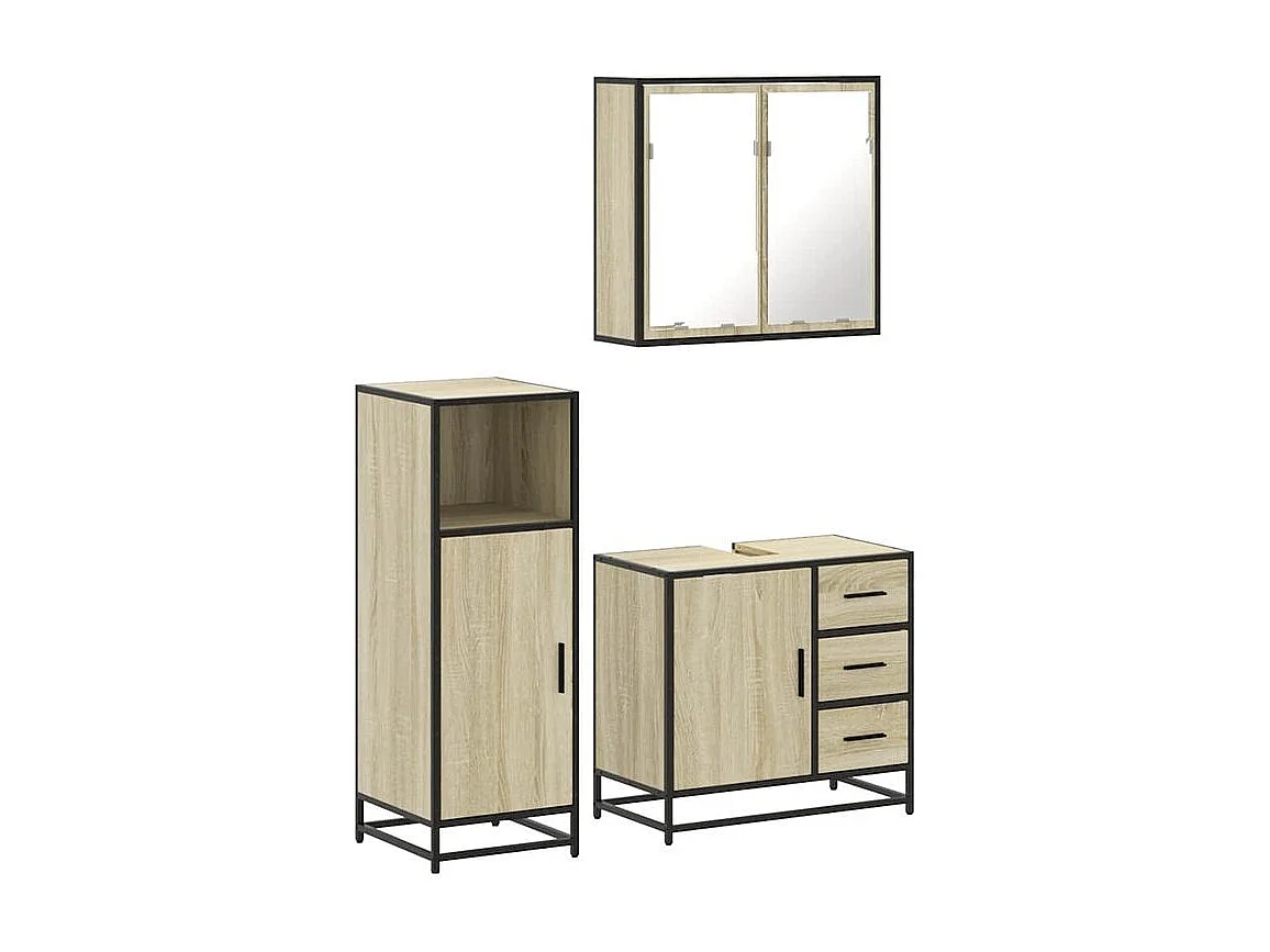 Ensemble de meubles de salle de bain 3 pcs chêne sonoma