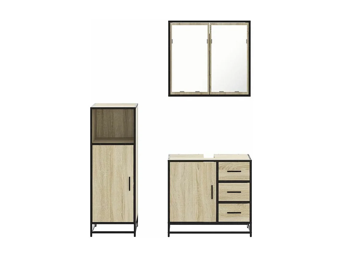 Ensemble de meubles de salle de bain 3 pcs chêne sonoma