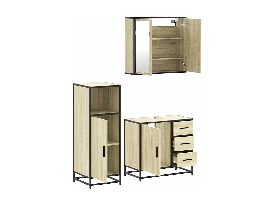Ensemble de meubles de salle de bain 3 pcs chêne sonoma