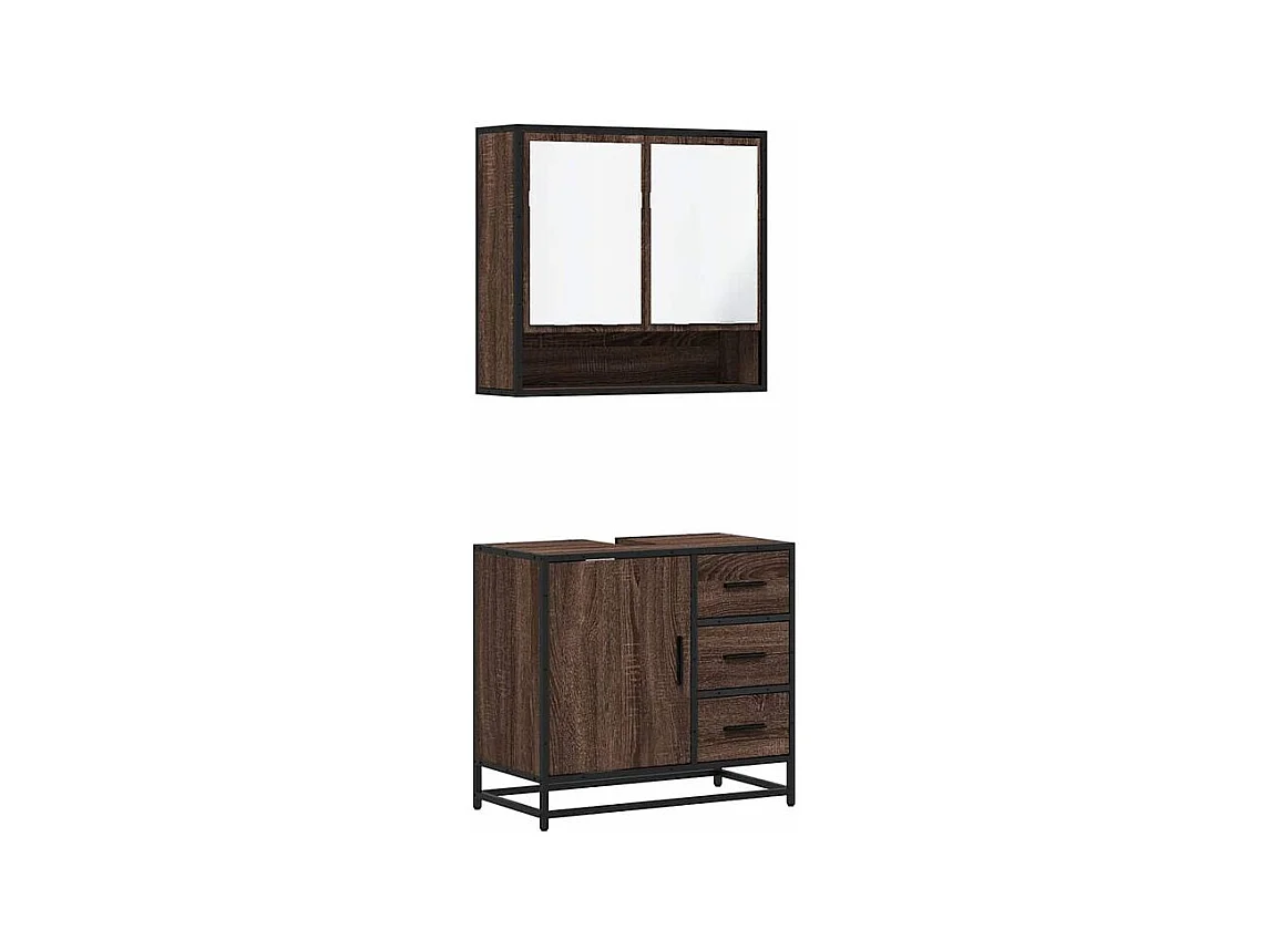 Ensemble de meubles de salle de bain 2 pcs Chêne marron