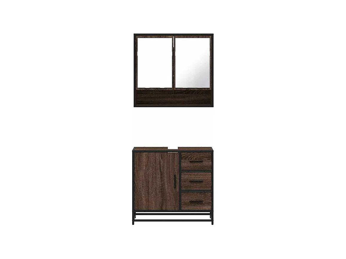 Ensemble de meubles de salle de bain 2 pcs Chêne marron