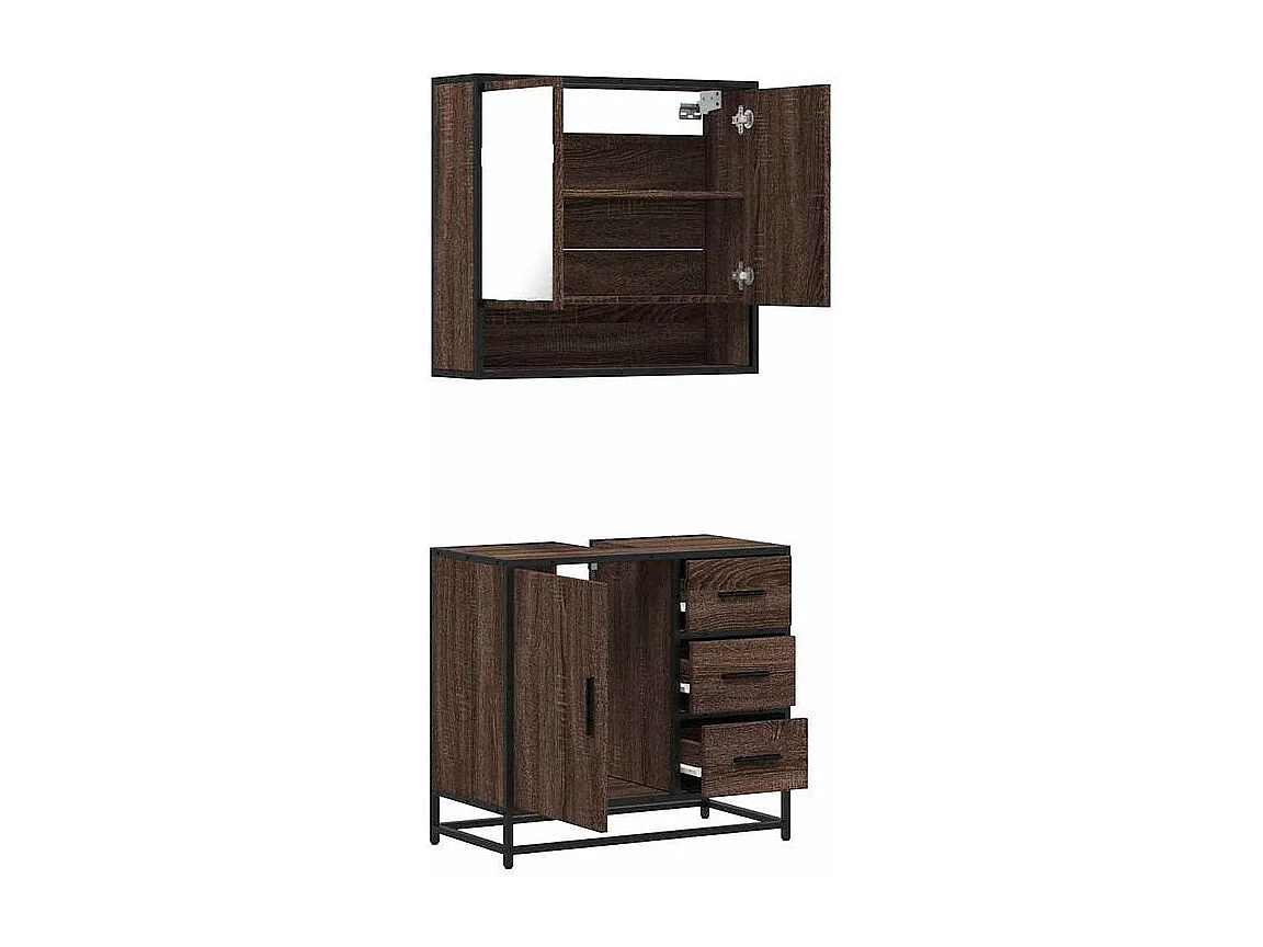 Ensemble de meubles de salle de bain 2 pcs Chêne marron