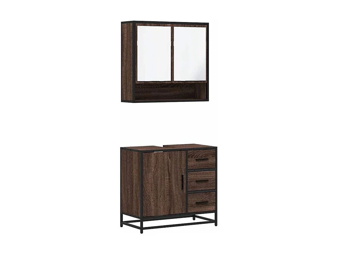Ensemble de meubles de salle de bain 2 pcs Chêne marron