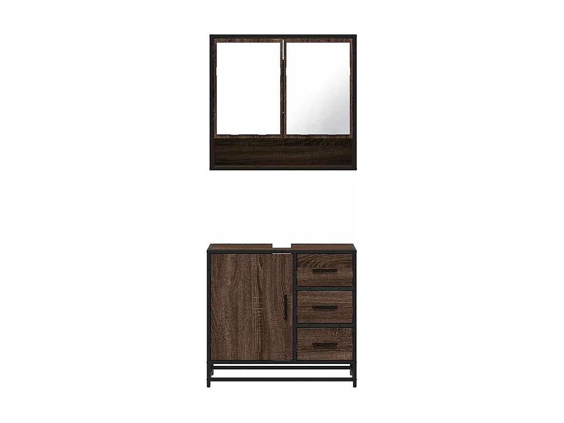 Ensemble de meubles de salle de bain 2 pcs Chêne marron