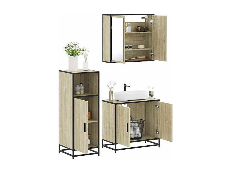 Ensemble de meubles de salle de bain 3 pcs chêne sonoma