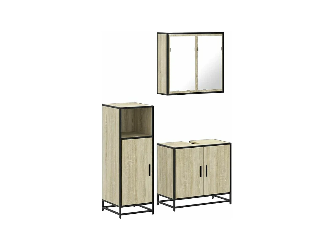 Ensemble de meubles de salle de bain 3 pcs chêne sonoma