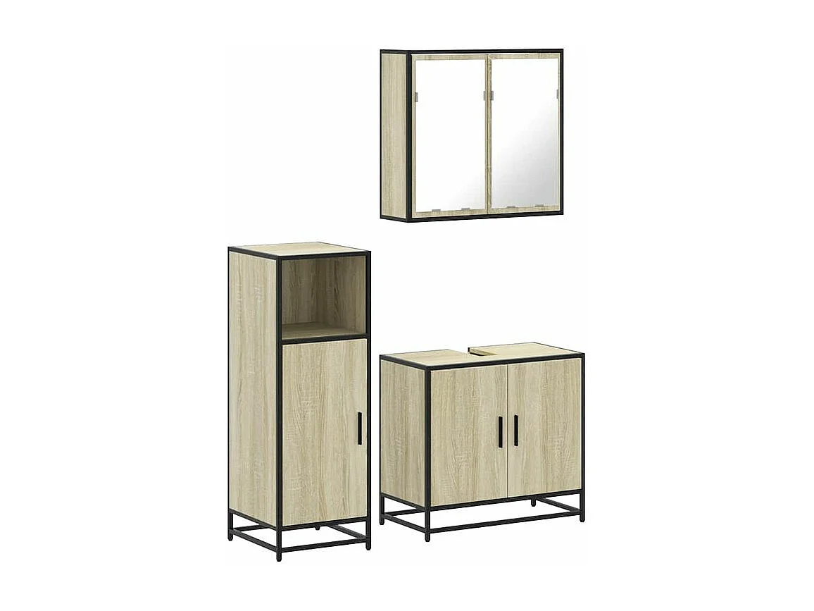 Ensemble de meubles de salle de bain 3 pcs chêne sonoma