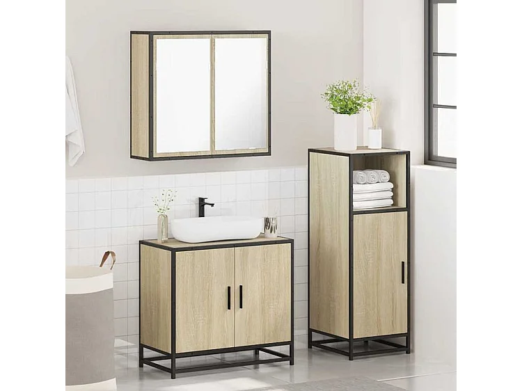 Ensemble de meubles de salle de bain 3 pcs chêne sonoma