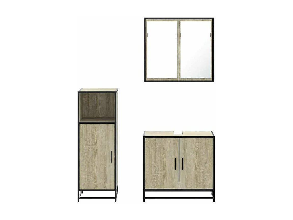 Ensemble de meubles de salle de bain 3 pcs chêne sonoma