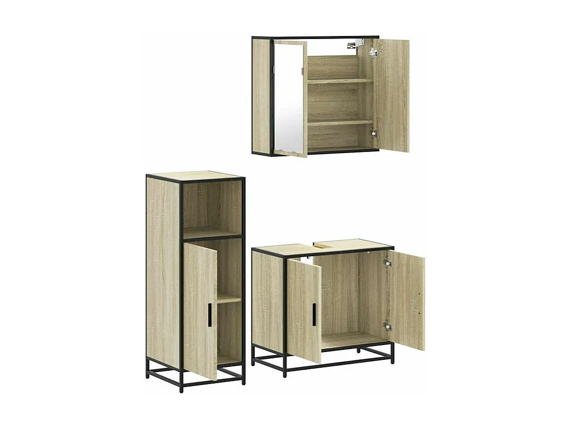 Ensemble de meubles de salle de bain 3 pcs chêne sonoma