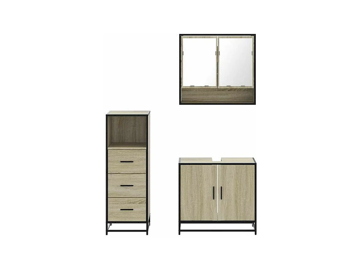 Ensemble de meubles de salle de bain 3 pcs chêne sonoma