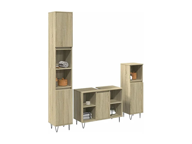 Ensemble de meubles de salle de bain 3 pcs chêne sonoma