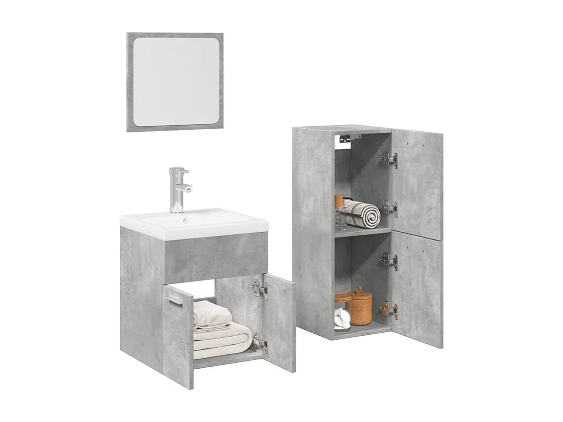 Ensemble de meubles de salle de bain 4 pcs gris béton