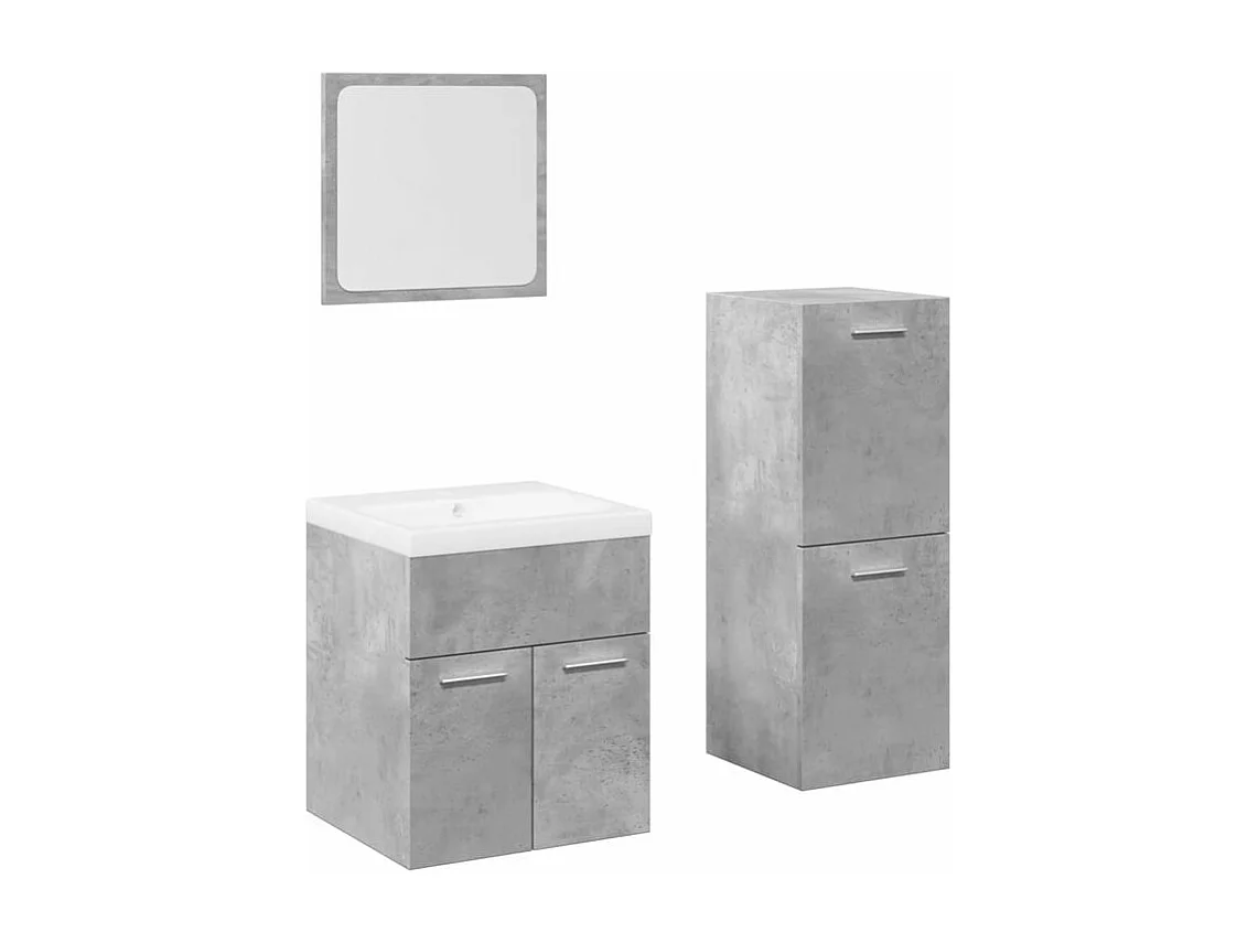 Ensemble de meubles de salle de bain 4 pcs gris béton