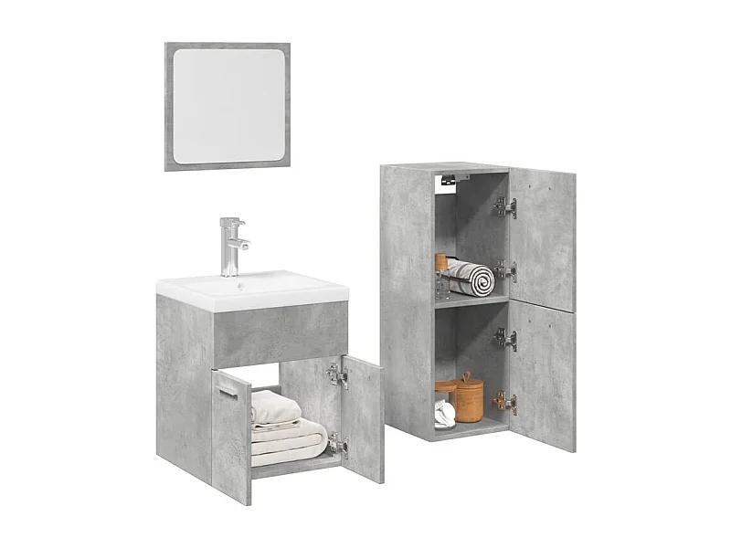 Ensemble de meubles de salle de bain 4 pcs gris béton
