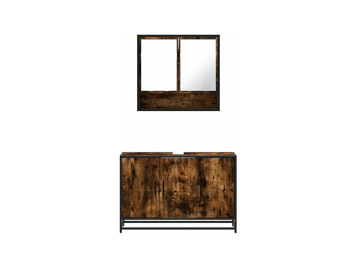 Ensemble de meubles de salle de bain 2 pcs Chêne fumé