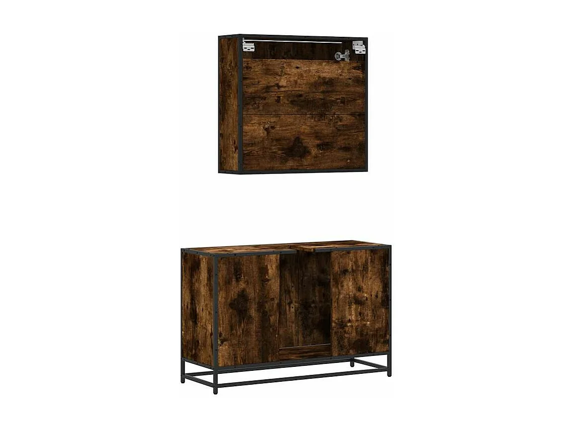 Ensemble de meubles de salle de bain 2 pcs Chêne fumé