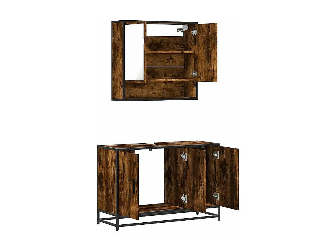 Ensemble de meubles de salle de bain 2 pcs Chêne fumé