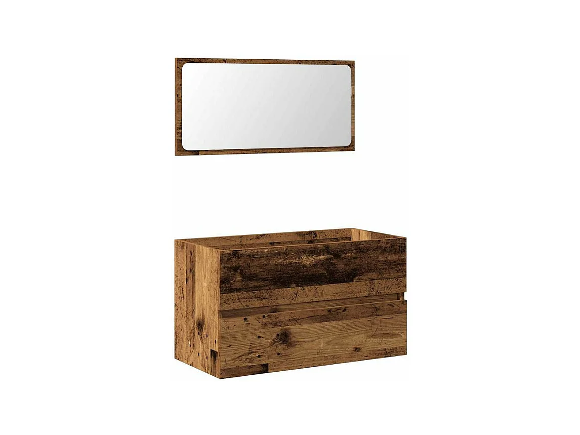 Armoire de salle de bain et miroir vieux bois bois d'ingénierie
