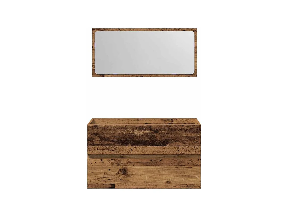 Armoire de salle de bain et miroir vieux bois bois d'ingénierie