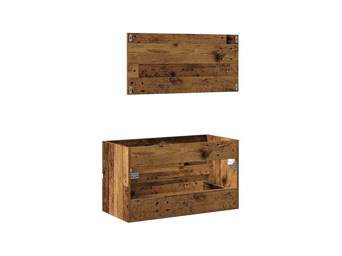 Armoire de salle de bain et miroir vieux bois bois d'ingénierie