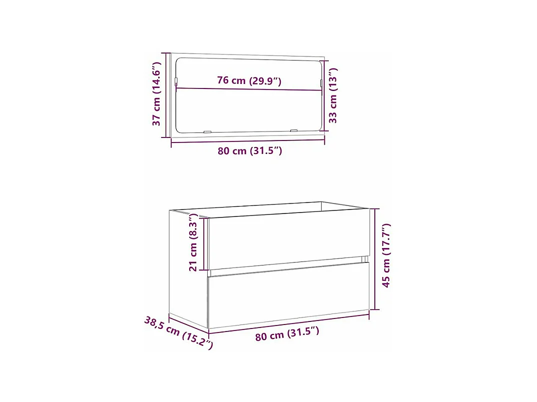 Armoire de salle de bain et miroir vieux bois bois d'ingénierie