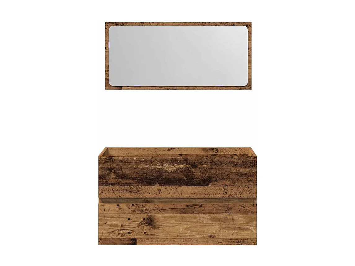 Armoire de salle de bain et miroir vieux bois bois d'ingénierie