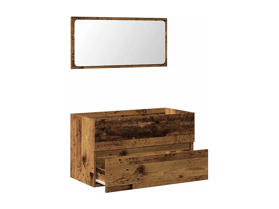 Armoire de salle de bain et miroir vieux bois bois d'ingénierie