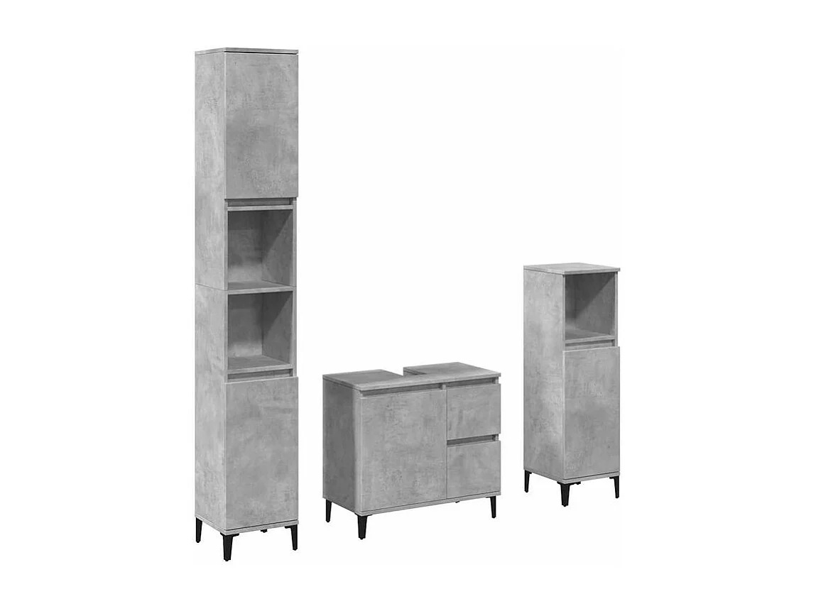 Ensemble de meubles de salle de bain 3 pcs gris béton
